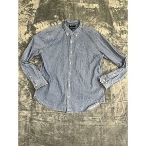 Bonobos Stretch Slim Fit Light Blue Chambray Shirt Mens Large Long Sleeve